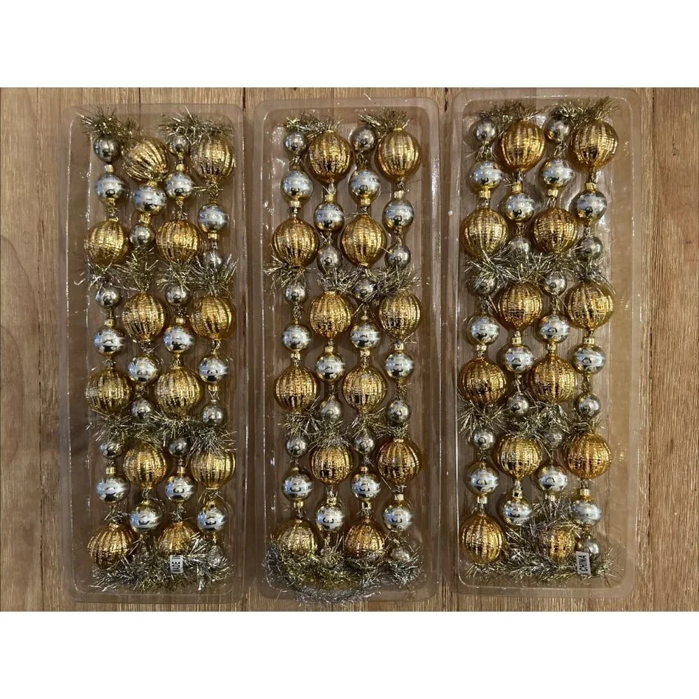 Balsam Hill Garland Gold Silver Glass Tinsel Metallic - Total 13 Ft Length